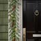 9'x 10" Pre-lit Glittery Gold Dunhill® Fir Artificial Christmas Garland w/ Red Berries, Gold Edged Cones, Gold Ornaments & Warm White Battery Operated LED Lights w/Timer